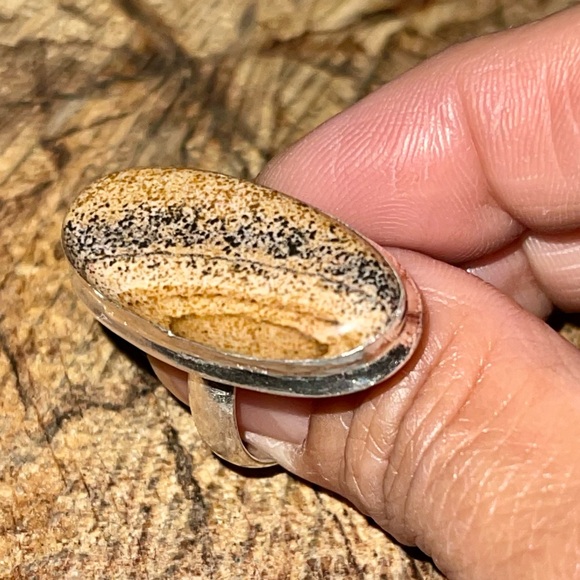 Brown Picture Jasper Ring Size 7 1/2 - Picture 3 of 6